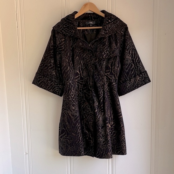 Umgee Jackets & Blazers - Y2K Metallic Animal Print Navy and Bronze Tiger Jacket Coat